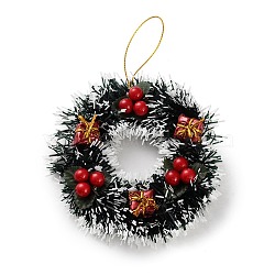 Christmas Wreath PVC Pendant Decorations, for Christmas Tree Hanging Ornaments, Red, 175mm, Wreath: 125x20mm.(HJEW-R100-01D)