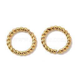 Manual Polishing 304 Stainless Steel Link Rings, Twisted Ring Quick Link Connector, Real 18K Gold Plated, 14x2mm, Inner Diameter: 10.5mm(STAS-P335-17B-G)