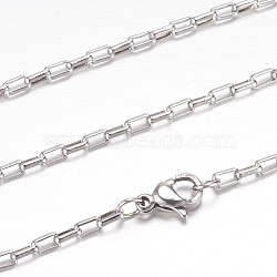 304 Stainless Steel Box Chain Necklaces, with Lobster Claw Clasps, Stainless Steel Color, 19.2 inch(49cm)(STAS-P101-20P)