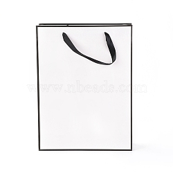 Rectangle Paper Bags, with Handles, for Gift Bags and Shopping Bags, White, 40x30x0.6cm(CARB-F007-01H-01)