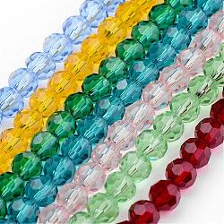 Transparent Glass Bead Strands, Imitate Austrian Crystal, Faceted(32 Facets), Round, Mixed Color, 6mm, Hole: 1mm, about 96~98pcs/strand, 20~21 inch(GLAA-G013-6mm-M)
