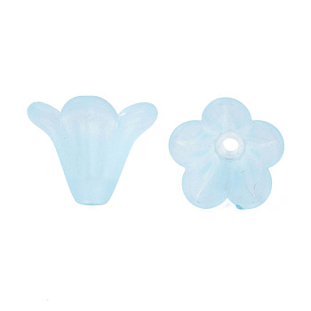 Frosted Acrylic Beads, Flower, Light Cyan, 10x13.5mm, Hole: 1.8mm, about 1600pcs/500g