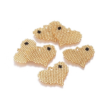 MIYUKI & TOHO Handmade Japanese Seed Beads Pendants, Loom Pattern, Heart, Goldenrod, 23~24x29~30x1.7mm, Hole: 2mm