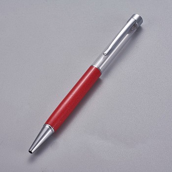 Creative Empty Tube Ballpoint Pens, with Black Ink Pen Refill Inside, for DIY Glitter Epoxy Resin Crystal Ballpoint Pen Herbarium Pen Making, Silver, Crimson, 140x10mm