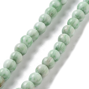 Handmade Lampwork Beads, Round, Dark Sea Green, 7x6.5mm, Hole: 1.5mm, about 103pcs/strand, 25.71''(65.3cm)
