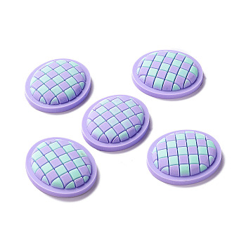 PVC Cabochons, for Hair Accessories, Oval with Lattice, Lilac, 29x25x6mm