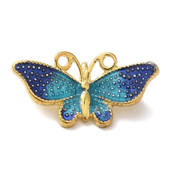 Rack Plating Brass Enamel Slide Charms, Long-Lasting Plated, Cadmium Free & Lead Free, Butterfly, Real 18K Gold Plated, 22.5x11.5x5mm, Hole: 1.4mm