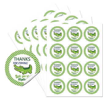 5 Sheets Round Dot PVC Waterproof Decorative Sticker Labels, Self Adhesive Car & Word Decals for Sealing Bag Decoration, Crocodile, 232x175x0.2mm, Sticker: 50mm, 12pcs/sheet