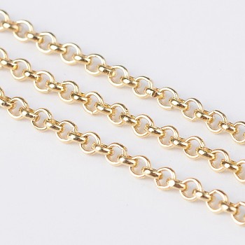 Iron Rolo Chains, Belcher Chain, Unwelded, with Spool, Long-Lasting Plated, Light Gold, 2x1mm