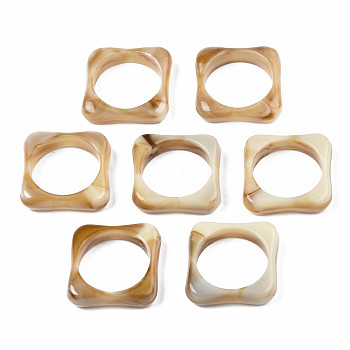 Opaque Acrylic Linking Rings,  Imitation Jade, Square, Wheat, 22.5x22.5x6mm, Inner Diameter: 18mm, about 400pcs/500g
