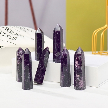 Tower Natural Lilac Jade Home Display Decoration, Healing Stone Wands, for Reiki Chakra Meditation Therapy Decors, Hexagon Prism, 40~50mm