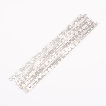 Steel Beading Needles, Stainless Steel Color, 100x0.45mm, about 34~38pcs/bag