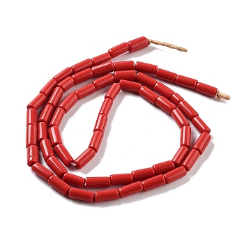 Handmade Nepalese Lampwork Beads, Column, Red, 10.5~11.5x4~6mm, Hole: 1.6mm, about 61pcs/strand, 26.18''(66.5cm)