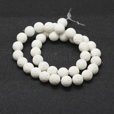 Brins de perles de pierre de lave naturelle non cirés(X-G-J367-01-8mm)-2