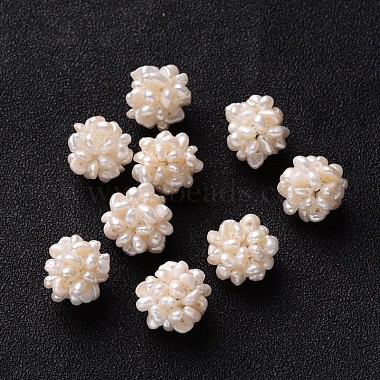 Round Handmad Natural Pearl Woven Beads(PEAR-J002-01-01)-2