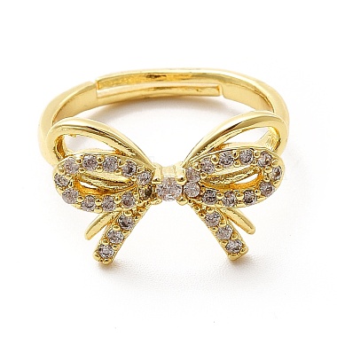 Clear Cubic Zirconia Bowknot Adjustable Ring(KK-H439-36G)-2