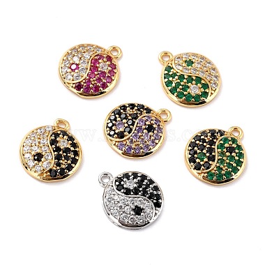 Mixed Color Mixed Color Round Brass+Cubic Zirconia Charms