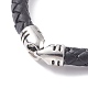 Braided Leather Cord Bracelet with Brass S-Hook Clasps for Men Women(BJEW-JB07672)-5