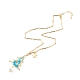 Christmas Tree Shell Pearl & Glass Braided Pendant Necklace with Bar Link Chains(NJEW-TA00028)-3