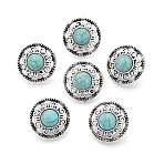 Zinc Metal Alloy & Natural Turquoise Buttons, 1-Hole, Flat Round, Antique Silver, 18.5mm, Hole: 2.5mm(BUTT-WH0057-001C-AS)