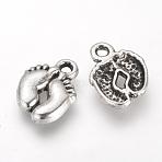 Jewelry Tibetan Style Alloy Charms, Cadmium Free & Lead Free, Baby Feet, Antique Silver, 14x10x2mm, Hole: 2mm, about 1600pcs/1000g(TIBE-Q070-15AS-RS)