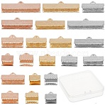 304 Stainless Steel Ribbon Crimp Ends, Mixed Color, 7x13x5mm, Hole: 1.4x0.5mm, 42pcs/box(STAS-SC0002-08)