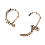 Brass Leverback Earring Findings, with Loop, Lead Free and Cadmium Free, Red Copper, Size: about 10mm wide, 15mm long, hole: 1mm(EC223-R)
