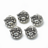 Thai 925 Sterling Silver Beads, Maitreya, Antique Silver, 18x21x19mm, Hole: 1.8mm(STER-T002-40AS)