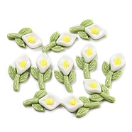 Luminous Opaque Epoxy Resin Decoden Cabochons, Glow in the Dark Flower, White, 11x6x3mm(CRES-M032-02F)