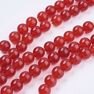 Natural Jade Bead Strands, Dyed, Round, Red, 8mm, Hole: 1mm, about 48pcs/strand, 14.9 inch(G-R165-8mm-15)