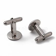 304 Stainless Steel Cuff Buttons, Cufflink Findings for Apparel Accessories, Stainless Steel Color, Tray: 12mm, 19x19x14mm(STAS-Z015-33D)