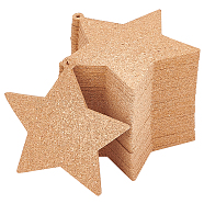 Softwood Star Cup Mats, for Dining Table, Home Kitchen, Camel, 100x100x3mm, Hole: 3mm, 30pcs(DJEW-BC0001-07)