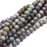 Natural Ruby in Zoisite Beads Strands, Faceted, Round, 6mm, Hole: 1mm, about 71pcs/strand, 16.14 inch(41cm)(G-D0010-11-6mm)