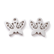 304 Stainless Steel Charms, Laser Cut, Butterfly, Stainless Steel Color, 11x11.5x1.5mm, Hole: 1.2mm(STAS-Y002-08P)