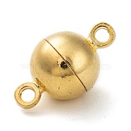 Brass Magnetic Clasps with Loops, Round, Golden, 16x10mm, Hole: 1.2mm(PALLOY-MC043-3G)
