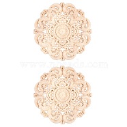 Olycraft Rubber Wood Carved Onlay Applique Craft, Unpainted Onlay Furniture Home Decoration, Flower, BurlyWood, 12x0.8cm(AJEW-OC0001-52B)