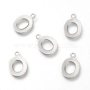 201 Stainless Steel Charms, Alphabet, Letter.O, 12x8.3x0.6mm, Hole: 1.4mm(X-STAS-C021-06P-O)