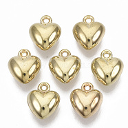 CCB Plastic Pendants, Heart, Golden, 11.5x9.5x5.5mm, Hole: 1.2mm, about 1680pcs/500g(CCB-S163-067A-01)
