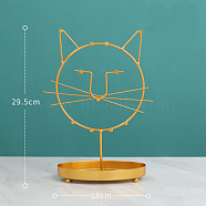Iron Jewelry Stand Holder, Storage Stand for Ring Earring Necklace Bracelet, for Home Desktop Decoration, Cat Shape, 18x29.5cm(PW-WG79009-02)