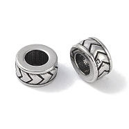 316 Surgical Stainless Steel European Beads, Large Hole Beads, Column, Antique Silver, 7x4mm, Hole: 4mm(STAS-P362-03AS-01)
