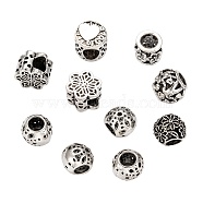 Alloy European Beads, Large Hole Beads, Mixed Shape, Antique Silver, 9~12x9~13x8~11mm, Hole: 4~5mm(X-MPDL-S066-048)