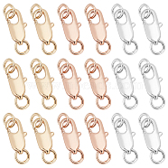 Elite 18Pcs 3 Colors Brass Lobster Claw Clasps, with Jump Rings, for Jewelry Findings, Mixed Color, 12x7x3mm, Hole: 3mm, 6pcs/color(KK-PH0002-99)