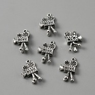 Tibetan Style Alloy Pendants,  Projection Machine with Word Movie, Antique Silver, 25x16x7mm, Hole: 1.6mm(FIND-CJC0009-58)