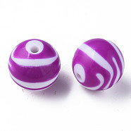Opaque Striped Acrylic Beads, Round, Medium Orchid, 24mm, Hole: 4mm hole: 4mm, about 55pcs/500g.(MACR-S373-27C-02)