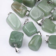 Natural Green Aventurine Pendants, with Stainless Steel Snap On Bails, Nuggets, 15~35x10~20x5~15mm, Hole: 3x7.5mm(G-Q996-30)