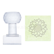 Plastic Stamps, DIY Soap Molds Supplies, Square, Sunflower Pattern, 38x38mm(DIY-WH0350-081)