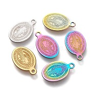 304 Stainless Steel Charms, Laser Cut, Oval, Saint Benedict Medal, Mixed Color, 20.5x14x0.5mm, Hole: 1.2mm(STAS-M228-N02)