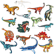 Computerized Embroidery Cloth Iron On/Sew On Patches, Costume Accessories, Appliques, Dinosaur-shaped, Mixed Color, 50~105x55~123x1.5mm, 15pcs/set(DIY-WH0240-37)