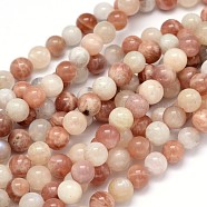 Round Natural Moonstone and Sunstone Beads Strands, 8mm, Hole: 1mm, about 49pcs/strand, 15.3 inch(G-F222-03-8mm)