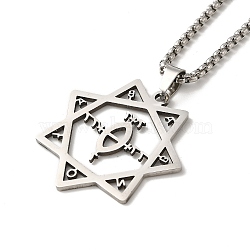 Heptagram Star Pendant Necklaces, 204 Stainless Steel Box Chain Necklaces, Stainless Steel Color, 23.62 inch(60cm)(NJEW-C044-05P)